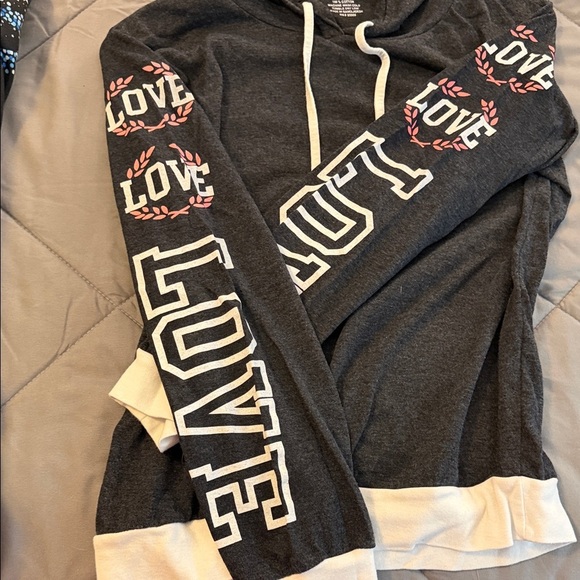 On Fire Love Charcoal and White Hoodie Sweater - Picture 4 of 4